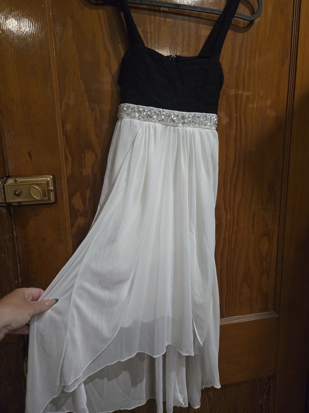 Xhilaration Black and White Beaded Waist Girls' Formal Dress